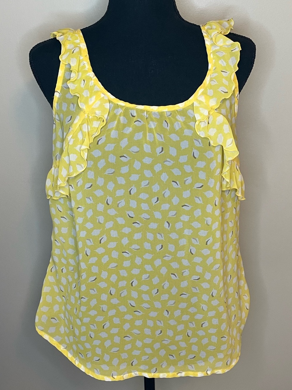Yellow Ruffle-Trim Sleeveless Women’s Top